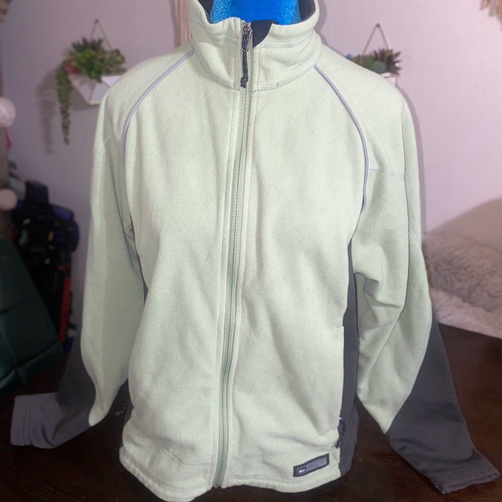 Light Green and Gray Zip-Up Jacket